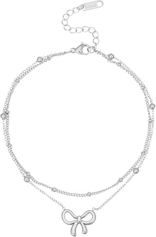 18K Gold Plated Diamond Ankle Bracelets for Women Waterproof Gold CZ Pearl Bow Link Chain Anklets Non Tarnish Summer Beach Foot Jewelry Gifts in Kuwait