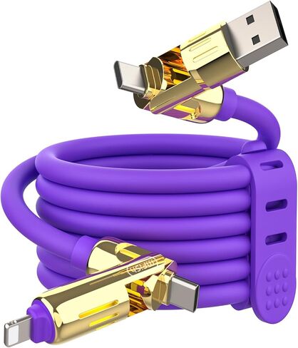 4-in-1 Multi USB Charging Cable -MAX 240W Fast Charging/Charger Cord with USB A+Type C for iPhone 16/15 14 13 iPad Samsung Galaxy MacBook iPad Tablets and More (Grey, 6.6Ft) in Kuwait