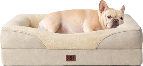 EHEYCIGA Memory Foam Dog Bed for Large Sized, Orthopedic Dog Sofa with Sides and Waterproof Liner, Washable Bolster Pet Couch with Removable Cover, 41x27x7.5 Inch, Purple in Kuwait