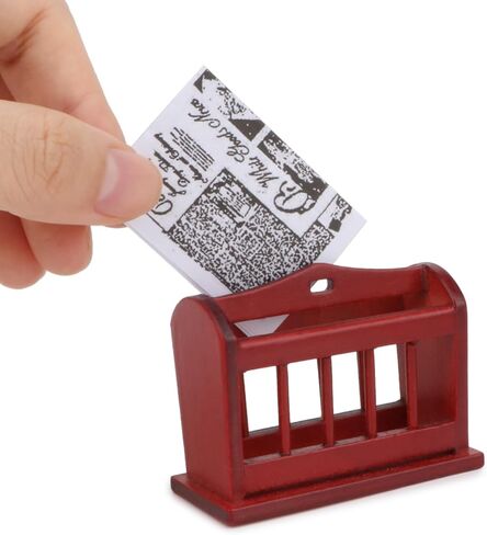Miniature Magazine Paper Rack 1:12 Furniture for Dollhouse Books Newspaper Shelf Wooden Rack Living Room Accessories Decoration Ornaments (Brown) in Kuwait