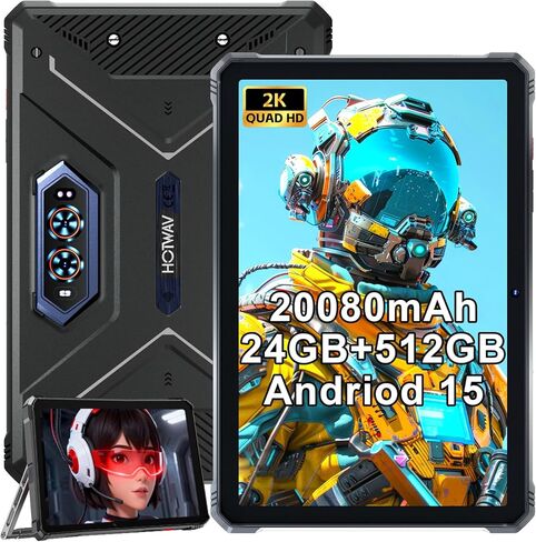 Hotwav R9 Plus tablet الوعرة ، 11 بوصة 2K FHD+ أقراص مقاومة للماء 24 جيجا بايت+ 512 جيجابايت/TF 2TB Android 14 Tablet ، 20080mAh بطارية ، 64 ميجابكسل+ 16 ميجابكسل ، أوكترا ، أو أوكترا ، SIM 4G/WLAN 5/IP68 & IP69K/IP69K/FACK/GPS/OTG/OTG in Kuwait