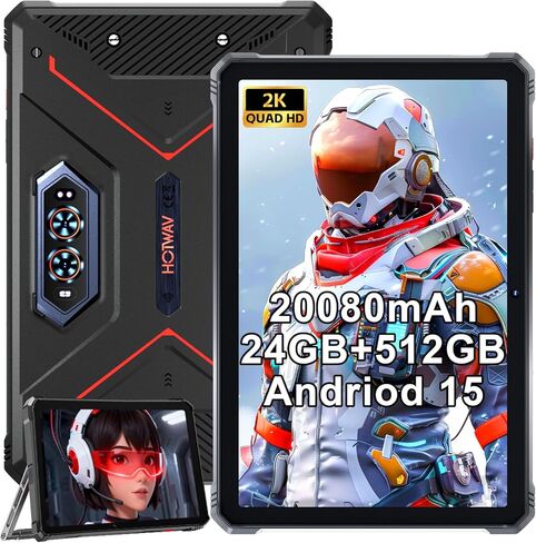 Hotwav R9 Plus tablet الوعرة ، 11 بوصة 2K FHD+ أقراص مقاومة للماء 24 جيجا بايت+ 512 جيجابايت/TF 2TB Android 14 Tablet ، 20080mAh بطارية ، 64 ميجابكسل+ 16 ميجابكسل ، أوكترا ، أو أوكترا ، SIM 4G/WLAN 5/IP68 & IP69K/IP69K/FACK/GPS/OTG/OTG in Kuwait