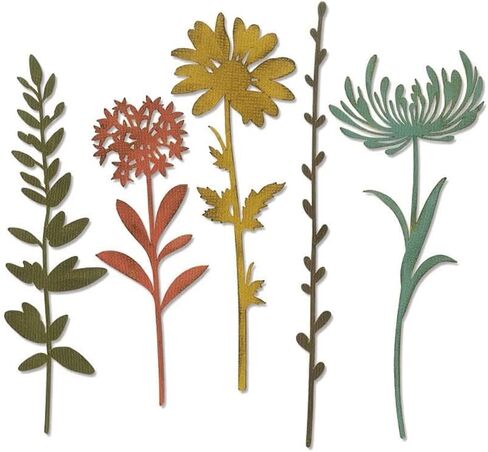 Sizzix Thinlits Die Set , Wildflower Stems #1 by Tim Holtz, 5 Pack, One Size, Multicolor 5 Piece in Kuwait