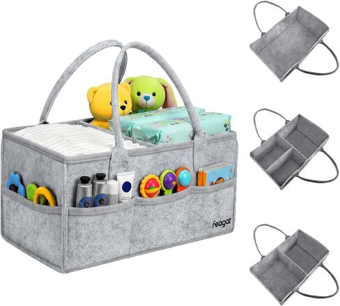 سلة تخزين Feargar - سلال الرف لتنظيم سلال الحبل القطن المنسوج للهدايا فارغة بمقابض ، سلة ألعاب صغيرة 13 × 8.7 × 5.1 'للخزانة ، والأرفف ، والحمام ، والمنزل ، و 3 عبوات بنية in Kuwait