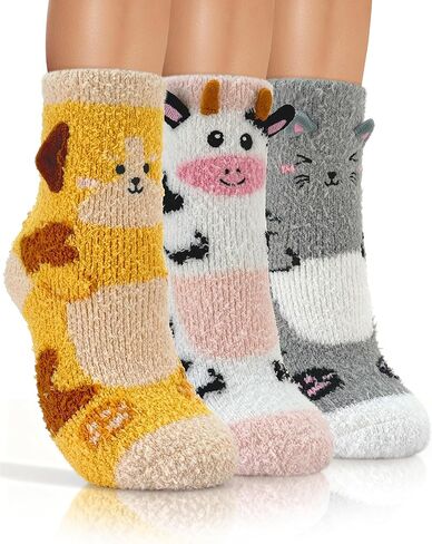 72-BOSEDLE SUPRE SUPRE DUZZY SOCKS HOMES for Women Mother Girls ، Fluffy Warm Sway Sway Conte Clipper Scleper 3 Bairs in Kuwait