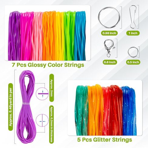 RAINFLOW Plastic Lanyard String Kit - Lanyard Making Kit,Lanyard String for Crafts,Plastic String for Bracelet Making,String Lanyard Weaving Kit for Keychain Crafts, Bracelet and Lanyards 12 Colors in Kuwait