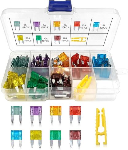 80 PCS FUSES KIT ، مجموعة الصمامات الصغيرة الحجم ، تشكيلة فتيل السيارات ، 8 أنواع من معظم الصمامات القياسية المصغرة ، تناسب إكسسوارات الصمامات البديلة البحرية والسيارات (MINI) in Kuwait