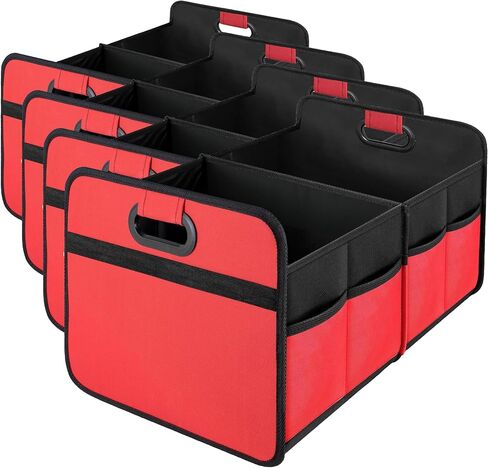 Simple Deluxe Car Trunk Organizer, 2 Compartments Anti-slip Design Collapsible Trunk Storage, Made of Waterproof 600D Oxford Polyester, Suitable for SUV, Minivan, Truck, Black in Saudi Arabia
