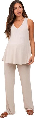 PinkBlush Rib Knit Tank and Pant Maternity Set in Kuwait