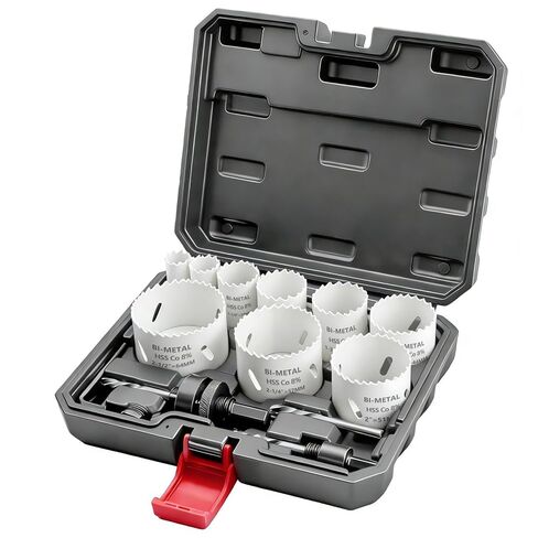 Greywolf 15 pcs Bi-Metal Hole Saw Set, M3 HSS Hole Saw Kit with 3/4"-2-1/2" (19-64mm) 9 pcs Hole Saw Blades, Boxed, with Arbor, Drill Bit, Hex Wrench, for Metal, Wood, Plastic in Kuwait