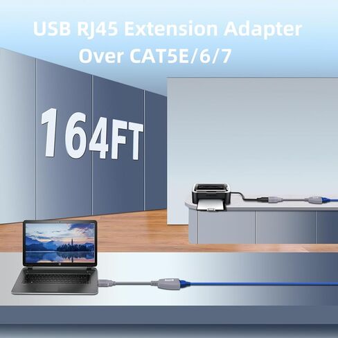 USB Over Ethernet Extender up to 328ft/100m, USB Over Cat6 Extender Plug and Play, No Driver Needed, USB 2.0 Extender Supports Windows, MacOS, Android, Linux, Compatible with USB1.1 in Kuwait
