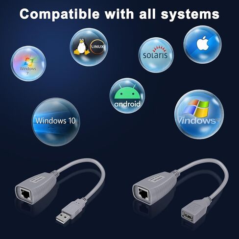 USB Over Ethernet Extender up to 328ft/100m, USB Over Cat6 Extender Plug and Play, No Driver Needed, USB 2.0 Extender Supports Windows, MacOS, Android, Linux, Compatible with USB1.1 in Kuwait
