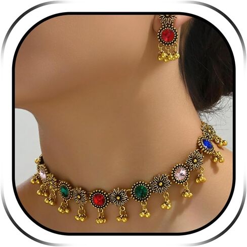 DCFYWL731 مجموعات المجوهرات الهندية للنساء قلادة مجوهرات الزفاف بوليوود in Saudi Arabia
