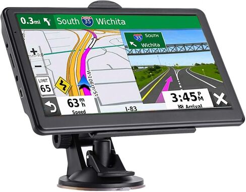 GPS Navigator for Car, Latest 2024 Map 7 inch Touch Screen Car GPS 256-16GB, Voice Turn Direction Guidance, Support Speed and Red Light Warning, Pre-Installed North America Lifetime map Free Update in Saudi Arabia