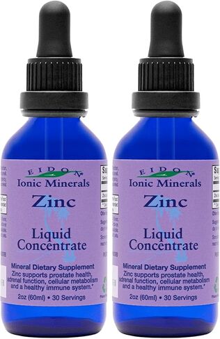 Eidon Ionic Minerals Liquid Zinc Concentrate - Ionic Zinc Supplement Drops for Adults and Kids, Support Immune System, Hair and Skin, Liver and Kidney Health, Relieves Stress - 2 oz in Kuwait