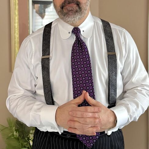 Trafalgar Men's Esteban Scrolling Vines Tone on Tone Patterned Silk Formal End Brace in Kuwait