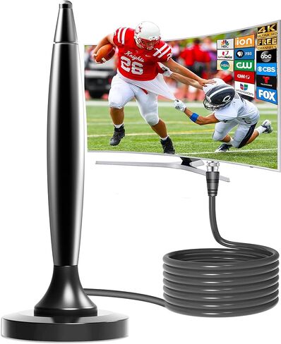 TV Antenna for Smart TV Indoor, Long Range Reception Strong Magnetic Base 4k 1080P Indoor TV Antenna for Easy Installation, HD Antenna for TV Indoor Local Channels 18ft Long Cables in Saudi Arabia