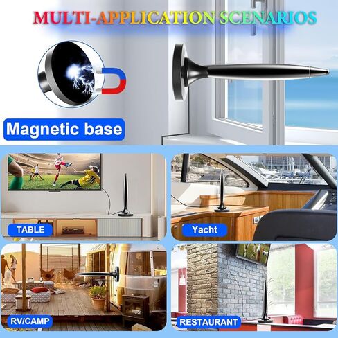 TV Antenna for Smart TV Indoor, Long Range Reception Strong Magnetic Base 4k 1080P Indoor TV Antenna for Easy Installation, HD Antenna for TV Indoor Local Channels 18ft Long Cables in Saudi Arabia