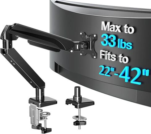 MOUNTUP Heavy Duty Monitor Arm for 49 inches, 44 lbs Curved Screens, Ultrawide Single Monitor Desk Mount, Monitors Stand for Samsung Odyssey G9 and More, VESA Mount with Clamp & Grommet Base in Saudi Arabia