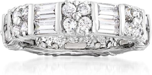 Ross-Simons 2.80 ct. t.w. Baguette and Round CZ Eternity Band in Sterling Silver in Kuwait
