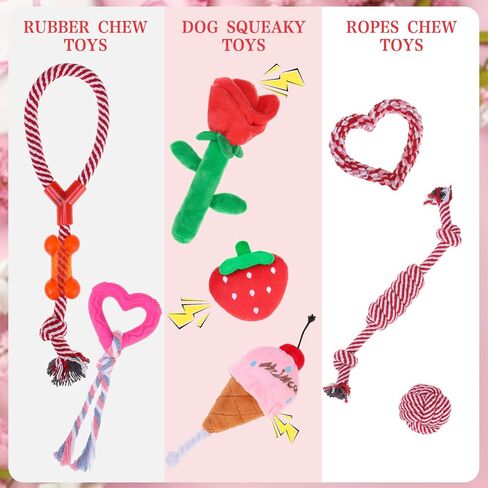 EXPAWLORER 15 Pack Christmas Dog Toys Bulk Set - Dog Toys Christmas Pack, Durable Squeaky Rope Ball Toys, Indestructible Rubber Chew Toys, Interactive Toys for Small Medium Large Aggressive Chewers in Kuwait