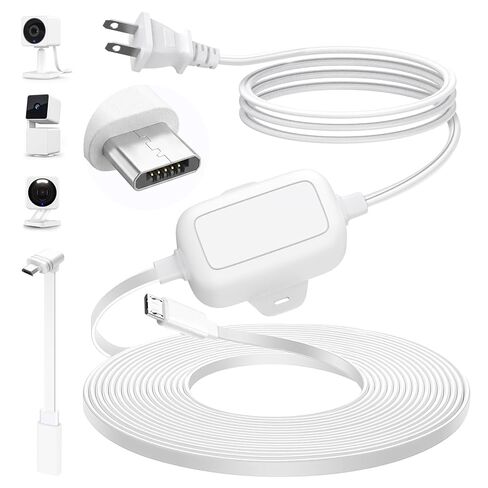 30FT Outdoor Power Adapter for WYZE Cam V4, WYZE Cam OG/V3/V3 Pro, L-Shape Micro USB Extension Cable for WYZE Cam Pan V3, Replace for WYZE Plug, IP67 Waterproof Flat Cable Charge Your WYZE Camera in Kuwait
