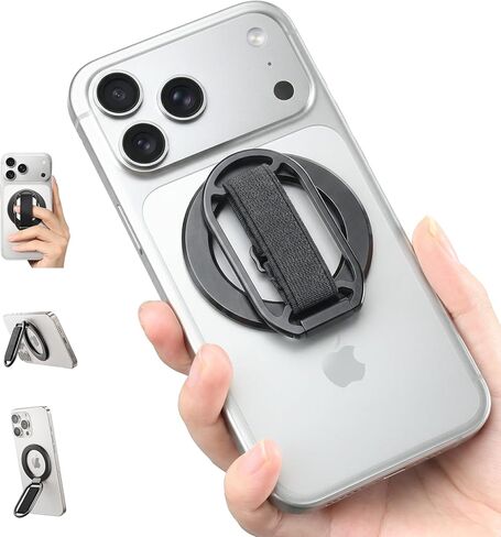 SUPERONE for MagSafe Phone Grip, Magnetic Phone Ring Holder, Magnetic Phone Grip with MagSafe Strap, Adjustable Finger Ring Grip Kickstand for iPhone 16 15 14 13 12 Series Mag Safe Accessories in Kuwait