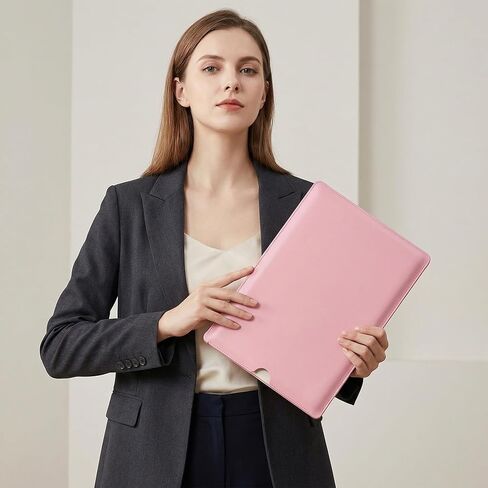 حافظة كمبيوتر محمول من الجلد الطبيعي مقاس 13 بوصة مع لوحة ماوس لجهاز MacBook Pro موديل 13 بوصة A1989 / A1708 / A1706 وMacBook Air A2179 A1932، كمبيوتر محمول Surface (13 بوصة، وردي) in Kuwait