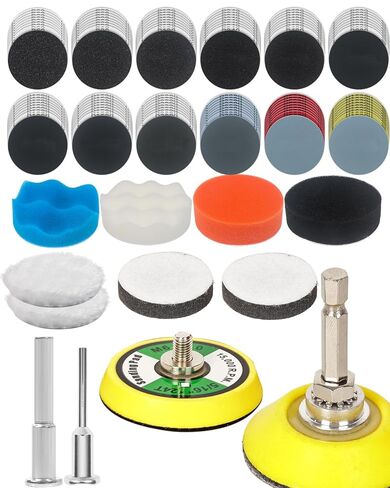 2 Inch Sanding Discs Drill Polishing Kit, 193PCS Car Headlight Restoration Kit, Hook & Loop Wet Dry Buffing Pads for Rotary Tools, Dremel Sanding Bits Attachment for Aluminum Resin Metal Glass in Kuwait
