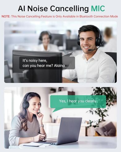 Wireless Headset with Mic for Work (Red) in Kuwait