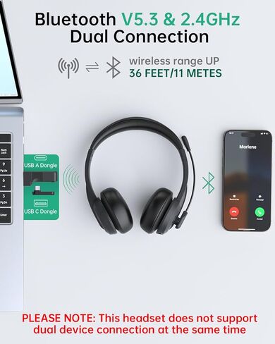 Wireless Headset with Mic for Work (Red) in Kuwait