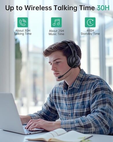 Wireless Headset with Mic for Work (Red) in Kuwait