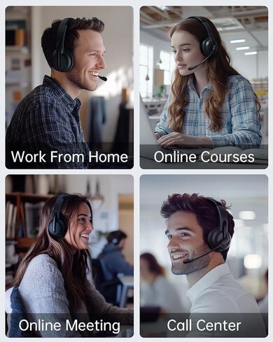 Wireless Headset with Mic for Work (Red) in Kuwait