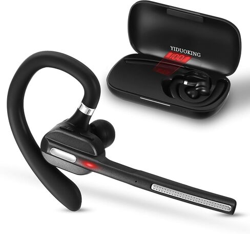 Bluetooth Headset ,Wireless bluetooth earpiece with ENC Noise Cancelling Mic, 110H Playback, Bluetooth 5.1 Dual Connectivity, Wireless Headphones Compatible iPhone/Android/PC (Office/Driving) in Saudi Arabia