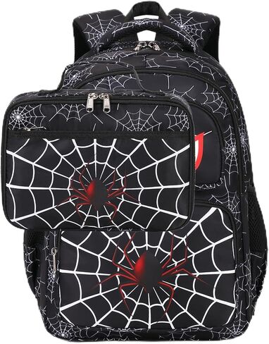 Kids Backpack Boys Spider Backpack with Lunch Box Kindergarten Elementary Middle School Travel Sport Toddler Bookbag for Boys Ages 4-14, Lightning Red Spider in Kuwait