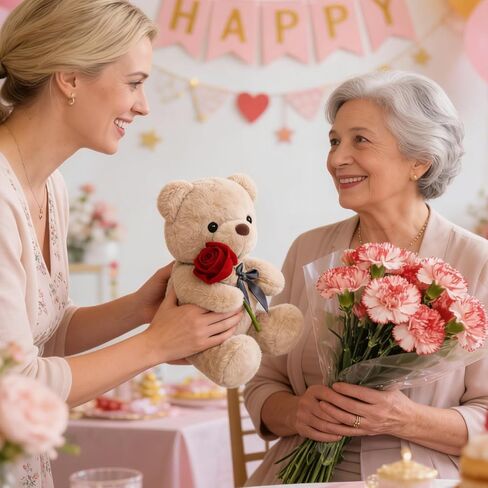 Teddy Bears Stuffed Animals with Rose, 9Inch Valentines Day Bear, Valentines Day Gift for Girlfriend or a Gift for Children on Holiday, Romantic Night Kawaii Bear Plush, Anniversary in Kuwait