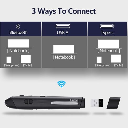 Plima براءة اختراع ، وظيفة الضغط القلم البديهي تعادل زر الماوس الأيسر ، الجيب المريح في الوضع المزدوج 2.4+BT Pen Mouse 2.0 الفئران ، دعم النوافذ ، Android ، Linux ، Mac OS (رمادي) in Kuwait