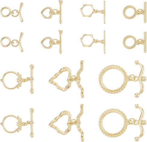 10 مجموعات من Craftdady 18K الذهب البيضاوي تبديل المشابك T بار مشبك إغلاق نهاية المشابك DIY سوار قلادة صنع المجوهرات، 16.5x11mm in Kuwait