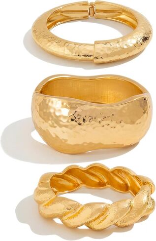 ALEXTINA Chunky Gold Bracelets Set for Women 18K Gold Plated High Shine Bracelets Minimalist Open Wide Cuff Bracelets Gold Cuff Bracelet Trendy Gold Bangle Bracelet in Kuwait