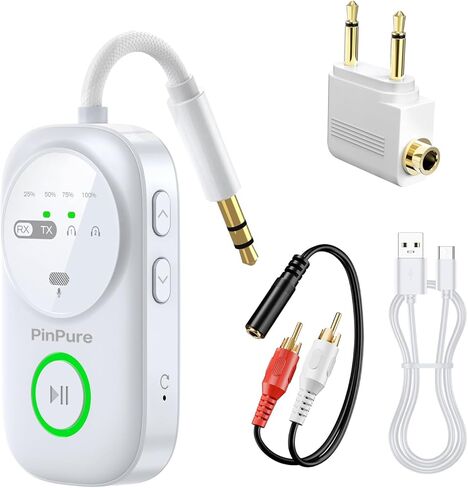 جهاز استقبال Transiver Bluetooth 5.3 ، محول صوت AUX Double Connection Connection 3.5 مم مع كابل RCA ، بلوتوث لاسلكي 2 في 1 ، زمن انتقال APTX Adaptive/Low للتلفزيون ، ستيريو المنزل ، سماعة الرأس/الرمادي in Kuwait