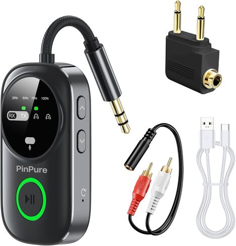 جهاز استقبال Transiver Bluetooth 5.3 ، محول صوت AUX Double Connection Connection 3.5 مم مع كابل RCA ، بلوتوث لاسلكي 2 في 1 ، زمن انتقال APTX Adaptive/Low للتلفزيون ، ستيريو المنزل ، سماعة الرأس/الرمادي in Kuwait