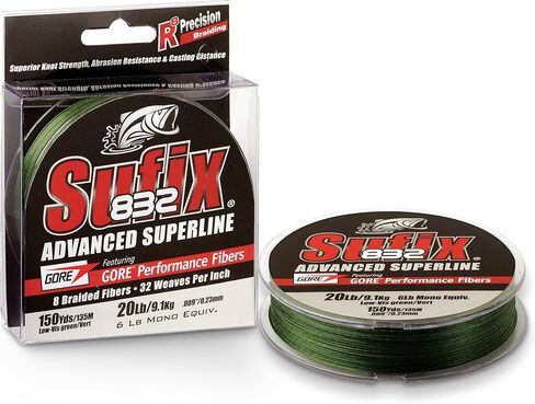 Sufix, 832 Advanced Superline, 8 lbs Tested, 0.007" Diameter, 300 Yards, Low Vis Green (660-108G) in Kuwait
