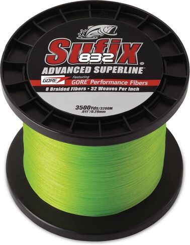 Sufix, 832 Advanced Superline, 8 lbs Tested, 0.007" Diameter, 300 Yards, Low Vis Green (660-108G) in Kuwait