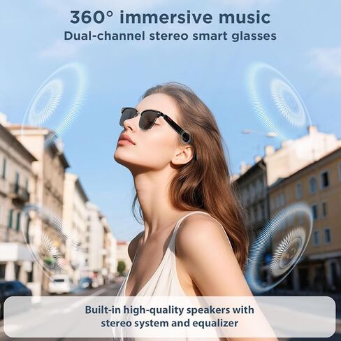 AI Smart Glasses, Bluetooth Glasses with Speaker, 110+ Languages & Accents Translation, Voice Control,UV Protection, 8H Battery Life, Multifunctional Smart Sunglasses for Men&Women(Black) in Kuwait