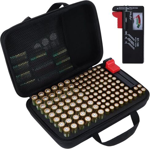 حالة تخزين منظم البطارية مع اختبار ومتاجر وتحمي 74*AAA و 48*AA تتجاوز 122 بطاريات (لا يتم تضمين البطاريات) in Kuwait