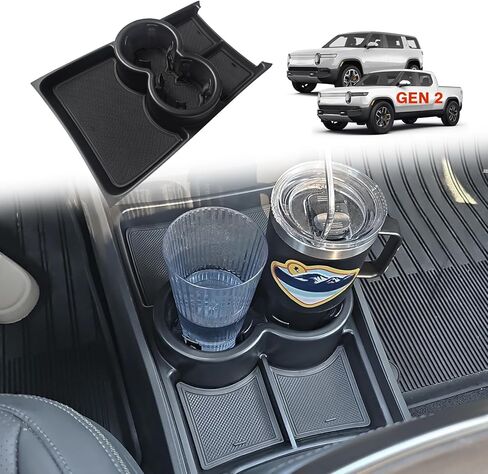 BestEvMod for Rivian R1T R1S Lower Center Console Organizer Tray Compatible with Rivian R1T R1S 2022 2023 2024 Fit 32oz Bottle Accessories(Yellow) in Kuwait