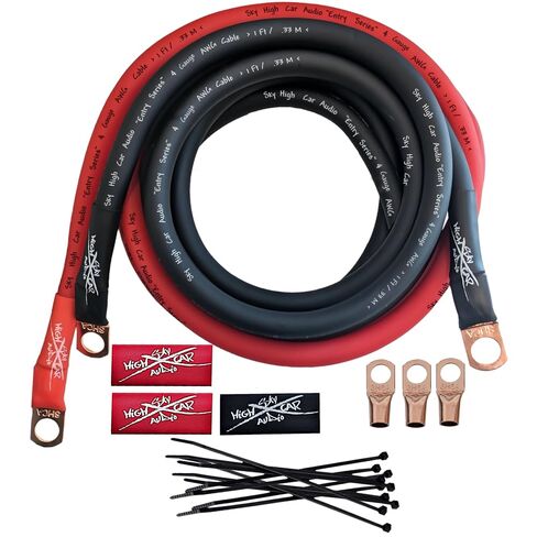 Sky High Car Audio E-Series 1/0 CCA Big 3 Upgrade Kit - Blue & Black in Saudi Arabia