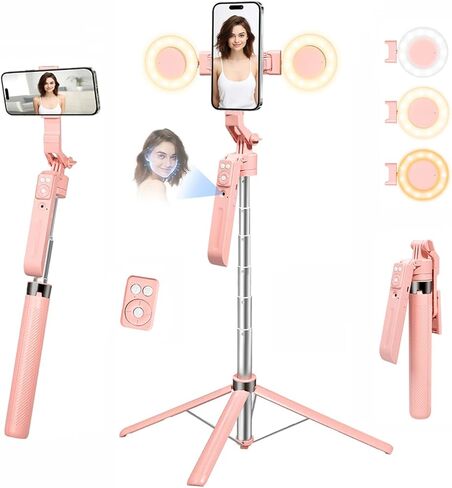 Auto Face Tracking Selfie Stick Tripod with Fill Light, 360 Rotation & Gesture Control, 70.9" Selfie Stick Tripod for iPhone with Remote for for TikTok/Vlog/Live Stream/Video Recording in Saudi Arabia