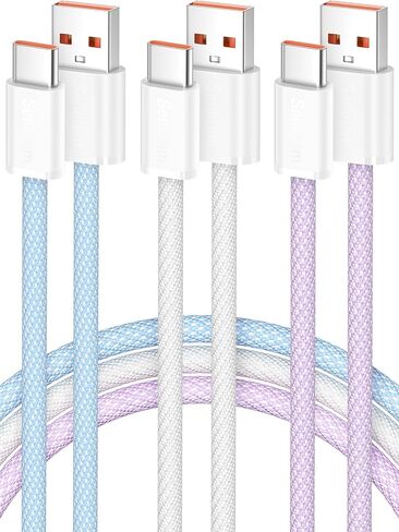 كابل Senetem USB C بطول 10 أقدام، 3 حزم، سلك شاحن USB A إلى USB من النوع C، شحن سريع 3A متوافق مع سلسلة iPhone 16/15، Samsung S24/S23 S22/Note 20/10، Pixel، Moto، Car Play، LG in Kuwait