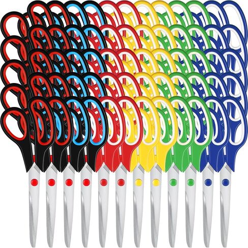 60 Pcs Scissors Bulk 8" School Fabric Scissors Comfortable Grip Handle for Office Home School Sewing Craft Fabric Supplies with Soft Handle Right/Left Handed in Kuwait